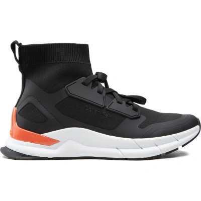 Sneakersy Calvin Klein High Top Lace Up Knit HM0HM00760 Black/Coral 0GP