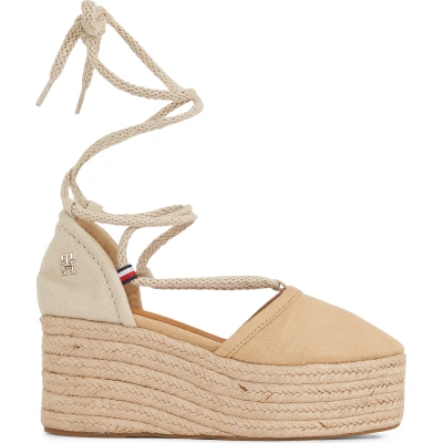 Espadrilky Tommy Hilfiger Closed Toe Linen Flatform FW0FW07746 Classic Khaki RBL