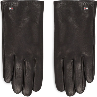 Pánské rukavice Tommy Hilfiger Essential Flag Leather Gloves AM0AM11482 Black BDS