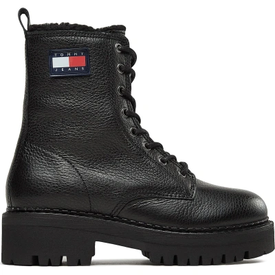 Polokozačky Tommy Jeans Tjw Urban Boot Tumbled Ltr Wl EN0EN02317 Black BDS