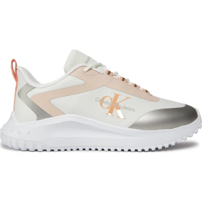 Sneakersy Calvin Klein Jeans Eva Runner Low Lace Mix Ml Wn YW0YW01442 B White/Whisper Pink//Silver 0G1