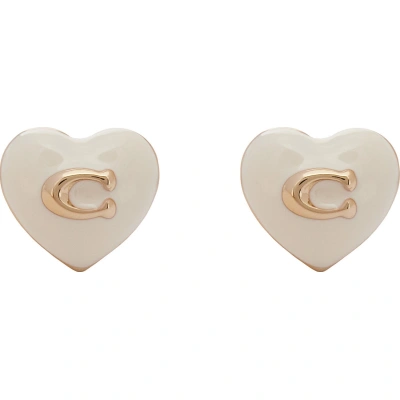 Naušnice Coach Enamel Heart Stud Earrings 37479226GLD100 Stříbrná