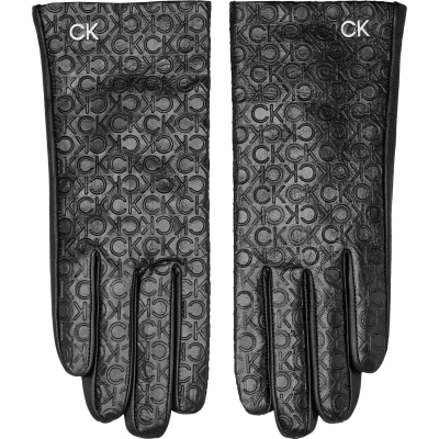 Dámské rukavice Calvin Klein Re-Lock Emb/Deb Leather Gloves K60K611165 Černá