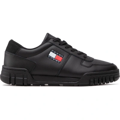 Sneakersy Tommy Jeans Retro Leather Cupsole EM0EM01068 Černá