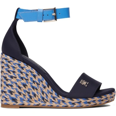 Espadrilky Tommy Hilfiger Colorful High Wedge Satin Sandal FW0FW07914 Tmavomodrá