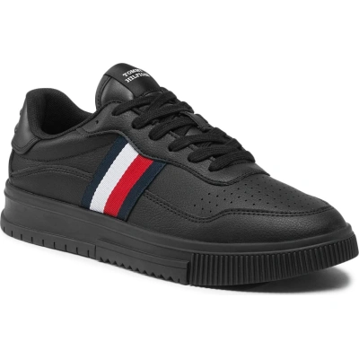 Sneakersy Tommy Hilfiger Supercup Leather Stripes FM0FM04824 Černá