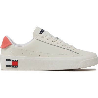 Sneakersy Tommy Jeans Tjw Leather Vulc. Flatform EN0EN02203 Écru