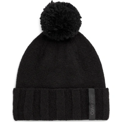 Čepice Calvin Klein Label Define Rib Beanie W/Pompom K60K611606 Černá